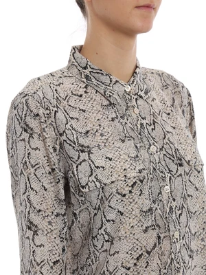 £32.99 • Buy EQUIPMENT Snake Print Pure Silk Shirt Sz M UK 12 Beige Python Long Slvs £300