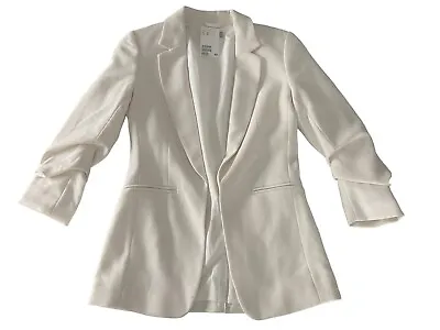 H&M Women's Blazer Ivory Jacket Size Xs 3/4 Sleeve Workwear open Lined • $24.99