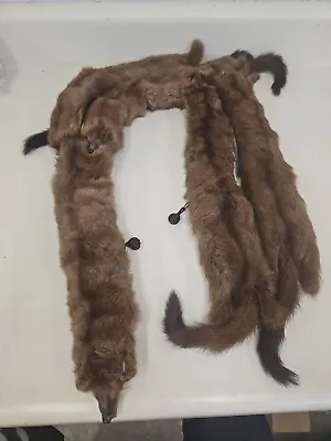 Vintage 5 Complete Mink Fur Collar Stole Wrap Scarf ( Head Feet Tail ). 50 . GM2 • $35