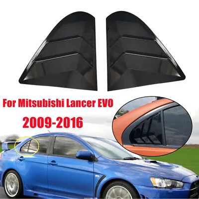 Gloss Black Window Quarter Louver Cover For Mitsubishi Lancer EVO 2009-2016 • $31.26