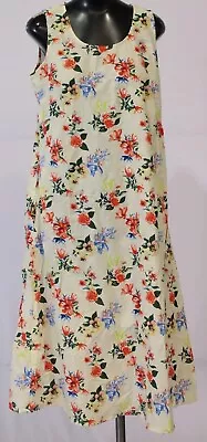 Easy Essentials Women's A-line Midi Sleeveless Floral Dress White XL • $5