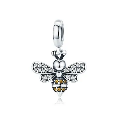 $26.99 • Buy SOLID Sterling Silver Sparkling Queen Bee Charm Pendant By YOUnique Designs
