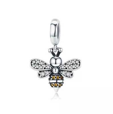 $26.99 • Buy SOLID Sterling Silver Sparkling Queen Bee Charm Pendant By YOUnique Designs
