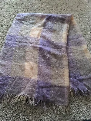 Glen Cree Mohair Throw Blanket Galloway Peach Purple Vintage Excellent • $44