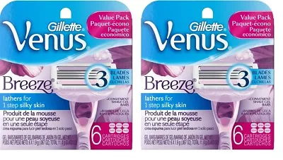12 Breeze Gillette Venus Razor Blades Cartridges Refills Shaver Women Freesia 6 • $39.99