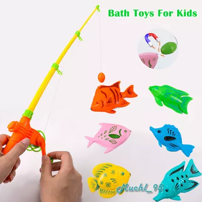 Bath Toys Magnetic Fishing Game With Pole For Baby Toddler Boys Girls Kids Gift • $10.65