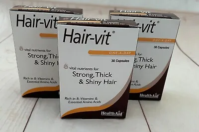 HealthAid Hair-Vit Strong & Shiny Hair Vitamins 3 X 30 Capsules (90 Total) • £28.75