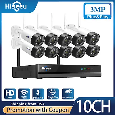 2K 3MP Wifi Wireless 10CH Security Camera System CCTV Kit 2-Way Audio Outdoor  • $398.70