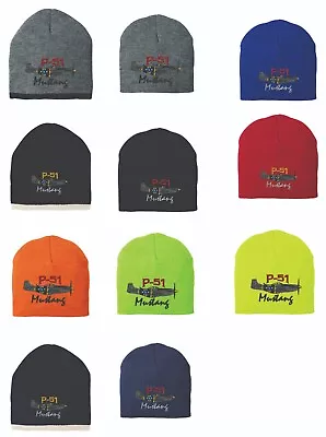 P-51 Mustang WWII Aircraft Embroidered Skull Beanie Stocking Caps • $26