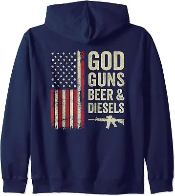 God Guns Beer & Diesels - Mens USA Truck Mechanic Unisex Hooded Sweatshirt • $34.99