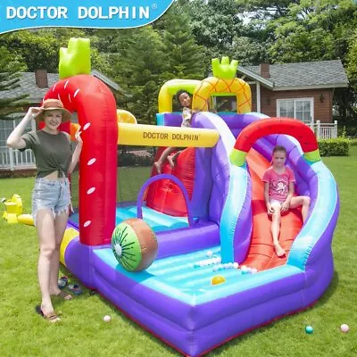 Kids Strawberry Inflatable Bouncy Castle Playground With Slide And Ball Pit • $599