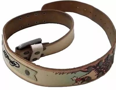 Vintage Ed Hardy Leather Belt - Time Worn Distressed Cool AF • $36.99