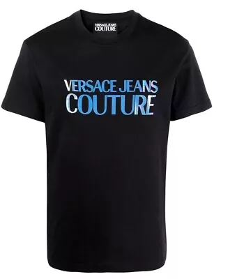 New Mens Versace T Shirt Short Sleeve Black American Size Cotton  AUTHENTIC • $56.01