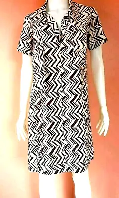 Marni H&m Tie-front Chevron Print Silk Dress Brown/ivory Size Us 4 • $79