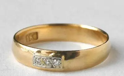 Antique Victorian 18k Gold Diamond Wedding Stack Band Ring British Handmade Sz 8 • $399