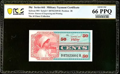 Schwan 904 Series 661 50¢ Military Payment Certificate PCGS 66 PPQ Glaser Coll. • $99