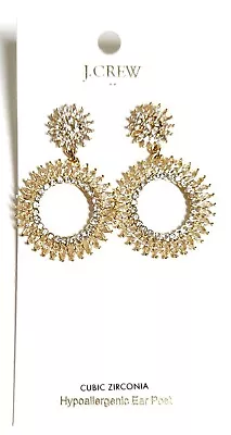 J.Crew Factory Crystal Sunburst Drop Earrings In Crystal Gold Plated BW096 NWT • $28