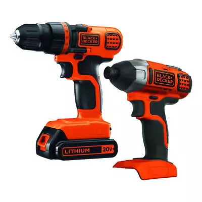 BLACK+DECKER 20-V MAX* 1.5 Ah Cordless Lithium-Ion Drill&Impact Driver Combo Kit • $80.68