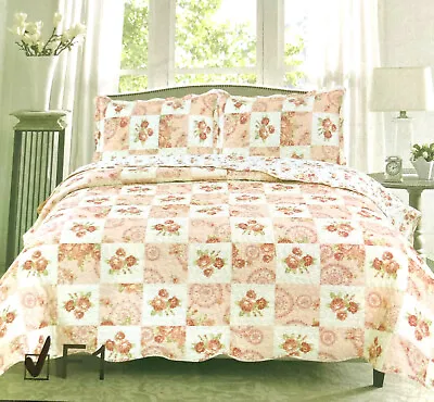 £20.18 • Buy Patchwork Quilted Bedspread Bedding Set Embroidered Throw Cover Double King Size