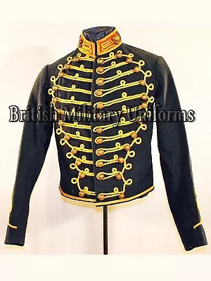 New Black Military Michael Jackson Hussar Gold Braid Men's Wool Handmade Jacket • $331.99