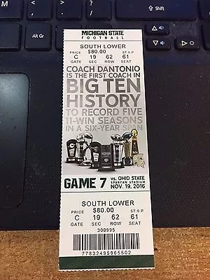 2016 Michigan State Spartans Vs Ohio State Buckeyes Football Ticket Stub 11/19 • $3.97