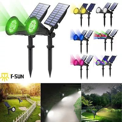 2Pcs LED Solar Powered Spot Lights Waterproof Outdoor Garden Yard Spotlight Lamp • £26.99