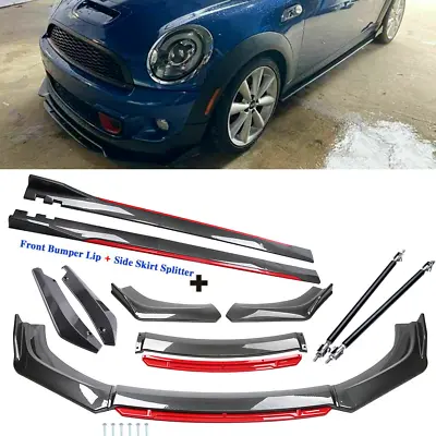 Carbon Fiber Front Bumper Lip Spoiler + Side Skirt For Mini Cooper S R56 F56 F54 • $159.99