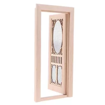 Vintage 1/12 Wooden Hollow Screen Single Door Dollhouse Miniature DIY Decor • $19.53