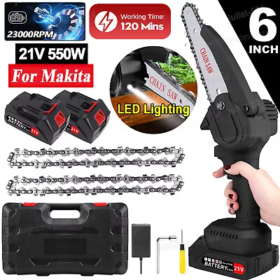 6in 21V Cordless Electric Mini Chainsaw Handheld Wood Cutter W/2 Battery 2 Chain • $16.99