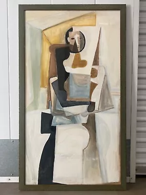 🔥 Fine Vintage Old Cubist Modern Abstract Woman Portrait Painting Signed '50s • $2750