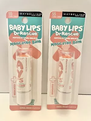 Lot Of 2 Maybelline Baby Lips Moisturizing Balm Lip Balm #55 Coral Crave - New • $11.99