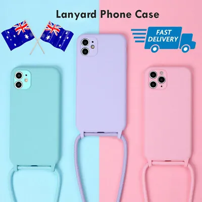 Lanyard Rope Phone Case For IPhone X 7 8 + XS 13 12 Pro Max XR Shockproof Cover • $9.68