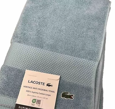 LACOSTE Home Heritage Anti-Microbial Supima Cotton Bath Towel 30 X 54 Inches. • £22.61