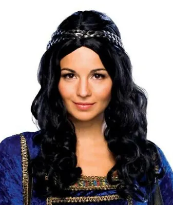 Renaissance Girl Black Wig History Lady Costume Hair Medieval Fancy Princess • $17.99