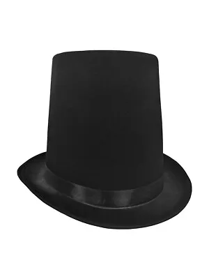 Black Felt 8  Tall Top Hat Lincoln Magician Cosplay Halloween Costume Accessory • $19.99