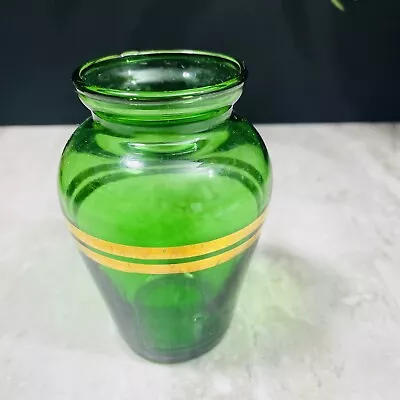 Vintage Emerald Green Vase With Gold Trim 3.75  Bud Vase • $17.99