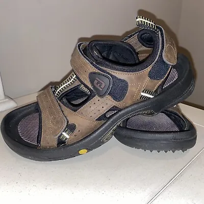 FootJoy Golf Sandals Mens Size 8 Brown Leather Adjustable Straps Spikes 45607 • $27.98