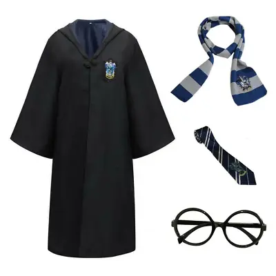 Kids Adult Cosplay Costume Robe Cloak With Tie Scarf Glasses Frame • $56