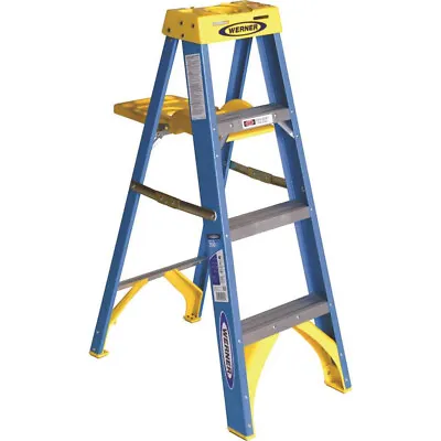 Werner 4 Ft. Fiberglass Step Ladder 250 Lbs. Load Capacity Type I Duty Rating • $139.99