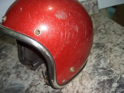 Vintage Arthur Fulmer Helmet  AF20 Red Metal Flake Helmet Used Motorcycle Helmet • $84.99