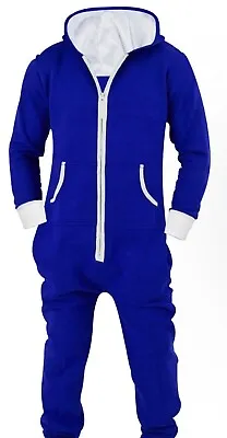 Blue Jumpsuit Non Footed Pajama Unisex One Piece Suit Adult Onesie0 With Hood XL • $18.99