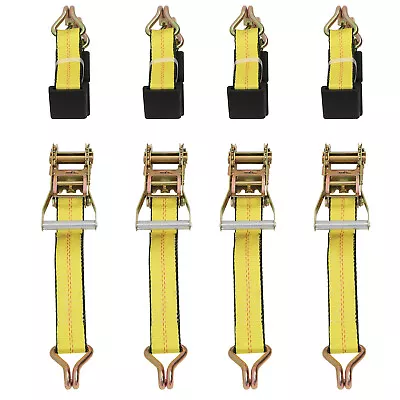 Tire Double J Wire Hook Strap 2 X10' Ratchet Car Hauler Wheel Tie Down 4 Pack • $59.99