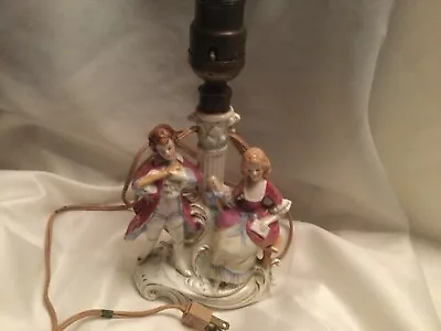 Vintage Porcelain Victorian Couple Lamp Vanity Boudoir Table Light  WORKS • $15