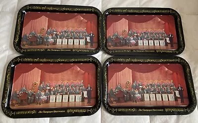 Set Of 4 Vintage 1957 Bob Plunkett Metal Lap TV Trays The Champagne Musicmakers • $17.99