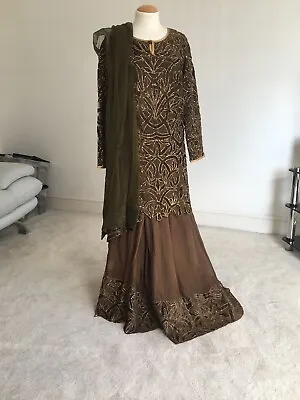 £100 • Buy Stunning Indian Pakistani Anarkali Sharara Suit Size 10, Mehndi , Wedding.