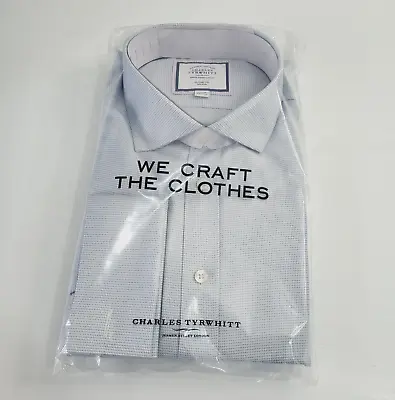 Charles Tyrwhitt Blue 17  Classic Fit Shirt Non Iron French Cuff 35  Sleeve • £24.95