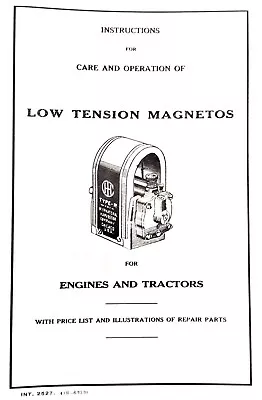 IHC Low Tension Type-R Magnetos Manual & Parts List Farmall McCormick Engines • $17.50