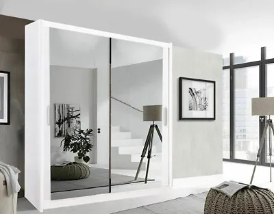 Milan Modern 2&3 Sliding Door Wardrobe Cabinet Bedroom 6 Sizes 4 Colors With LED • £344
