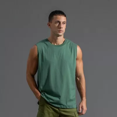 Cotton Sleeveless T-shirt Men Plus Size Undershirt Men Fitness Loose Tank Tops • $16.88