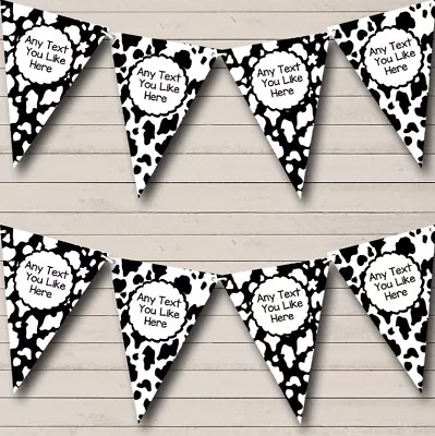 Party Banner Bunting Cow Print Animal Black And White Personalised Birthday • £5.56